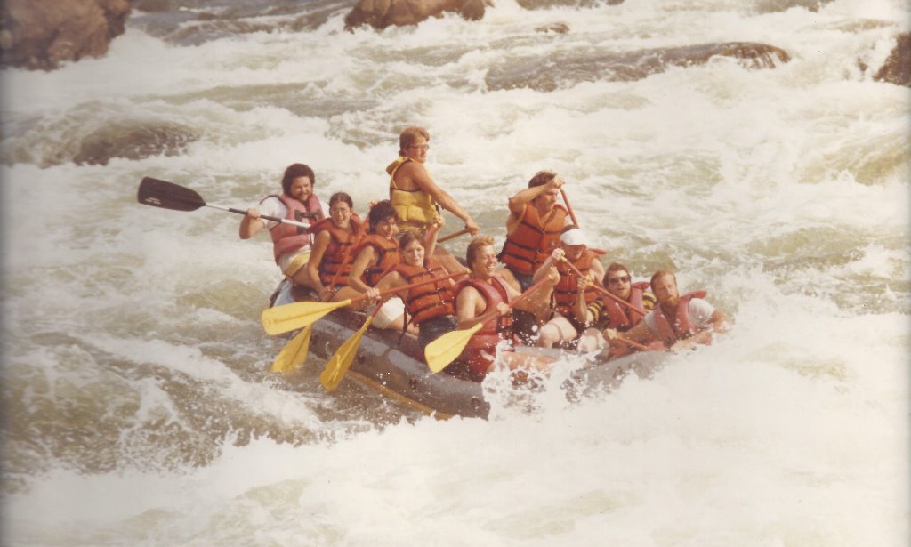 Brett Cramer, front left, New River Gorge raft trip, circa 1981/82.